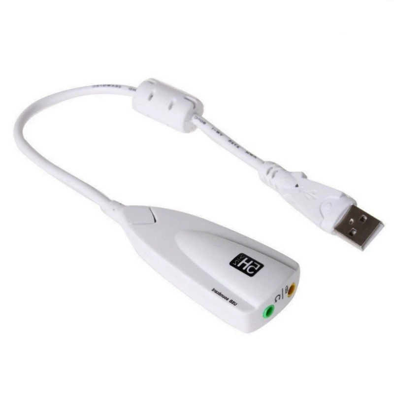 

External USB Sound Card 7.1 Adapter 5HV2 USB to 3D CH Sound Antimagnetic Audio Headset Microphone 3.5mm Jack For Laptop PC