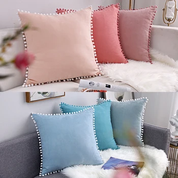 

Nordic Style Solid Color Sofa Cushion Suede Pillow Headrest Pink Party Decorations Gift Kids Baby Bedroom Cushion 50*50cm