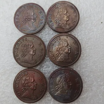

UK Replica 1719 - 1724 Britain 1 Farthing of George I large planchet Copper Copy Coins