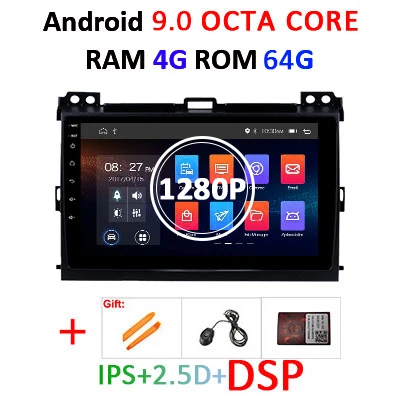 64G DSP Android 9,0 ips Автомобильный gps для Toyota LAND CRUISE Prado 120 2003-2009 Lexus GX470 Мультимедиа Навигация стерео радио без DVD - Цвет: 4G64GDSP 1280 CANBUS
