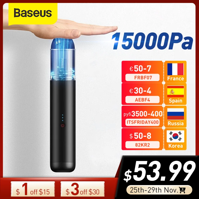 Портативный Ручной пылесос Baseus 135 Вт 15000 ПА Мощное всасывание автомобильный