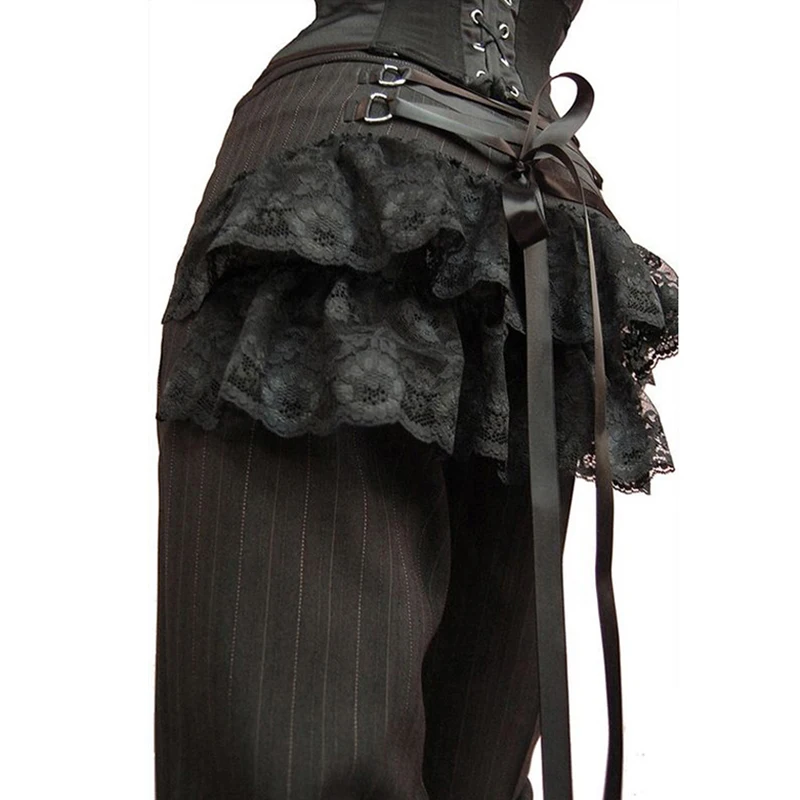 Женские винтажные брюки Mediaeval, повседневные, с высокой талией, на шнуровке, на шнуровке, женские брюки на Рождество и Хэллоуин