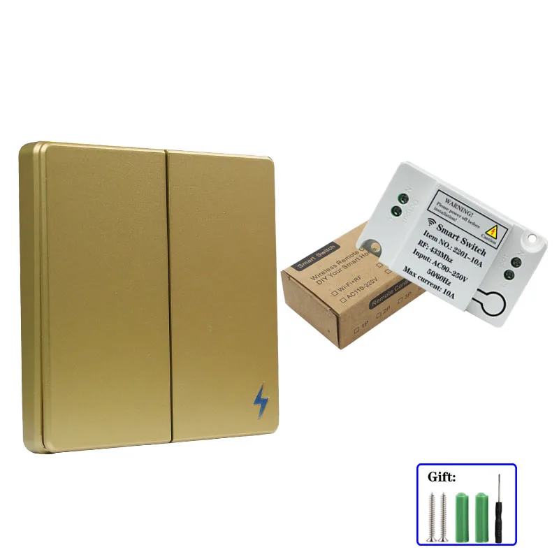 Universal Bedroom Set Wireless Switch and Receiver Kit AC 110V 220V Receiver Wall Panel button Bedroom Ceiling Lamp Switch DIY-15