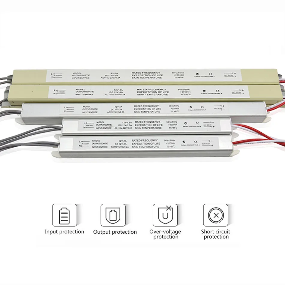 Ультра тонкий светодиодный Питание AC220 DC12V 18W 25W 36W 48W 60W светильник ing трансформаторы светодиодный полоски рекламы светильник коробка посвященный