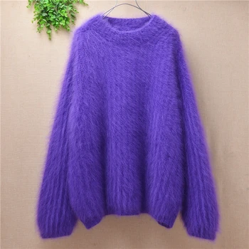 

Autumn winter casual female women long sleeves loose plus size base clothes mink cashmere knitted thick sweater jumper pullover