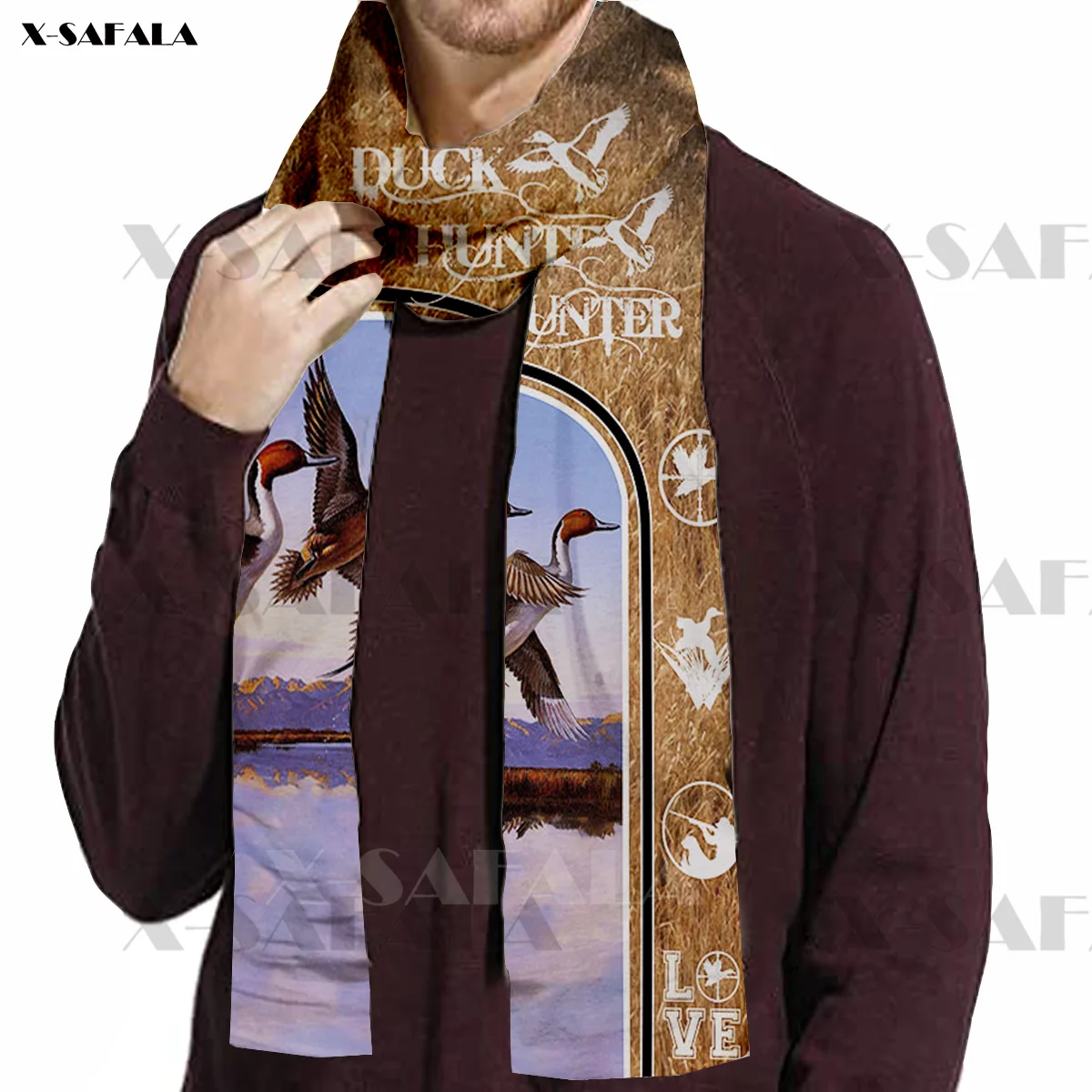 Wildboar Hunting Lover Accessories Long Scarves Shawl Soft Fleece Men's Gift For Hoodie mens infinity scarf