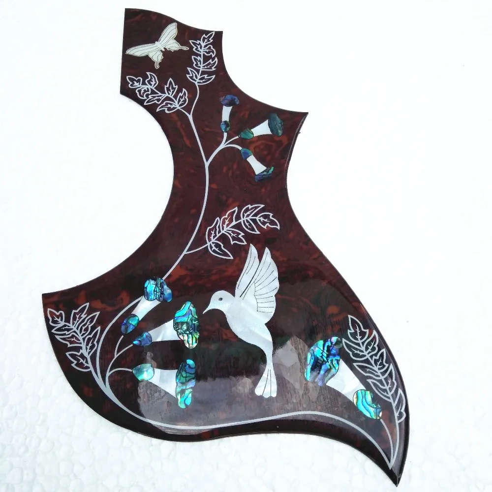 2 мм толщина акустической гитары pickguard, Abalone птица инкрустация pick guard толстые целлюлоидные pickguard, с самонаклейкой