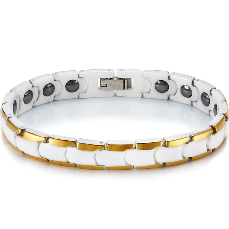 Gezonde Balans Magnetische Man Armband Glanzend Goud Kleur Stalen