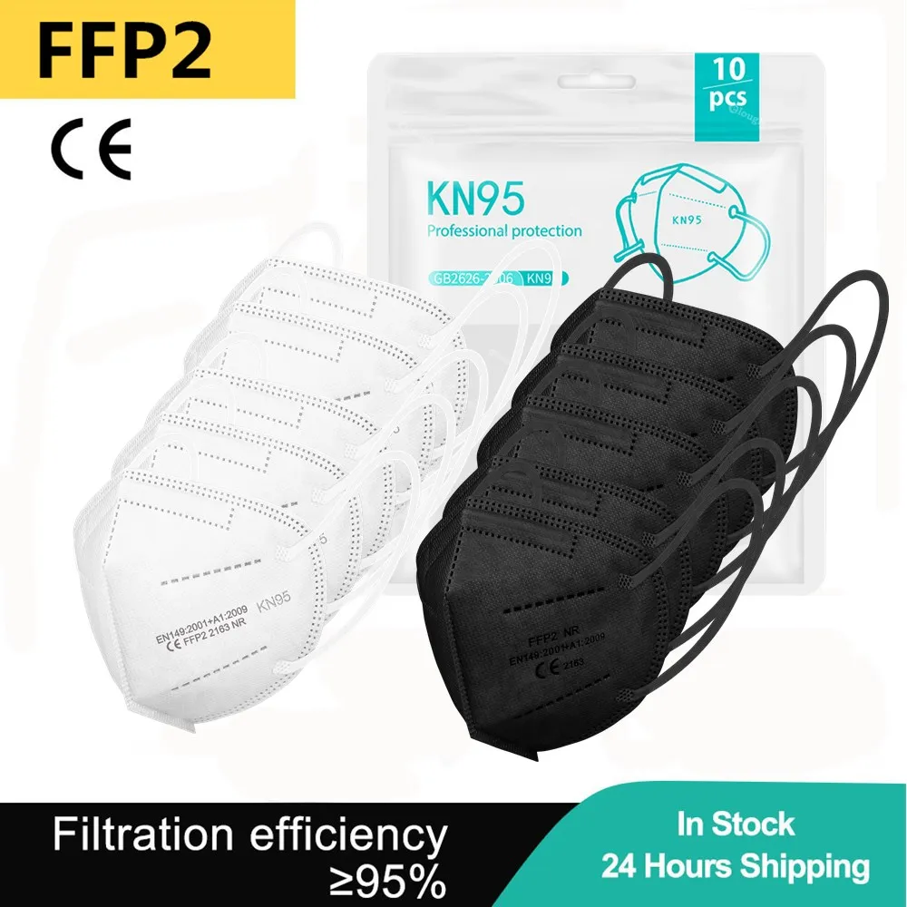 Респираторная маска FFP2 для взрослых многоразовая Защитная 5 слоев KN95 FPP2 CE |