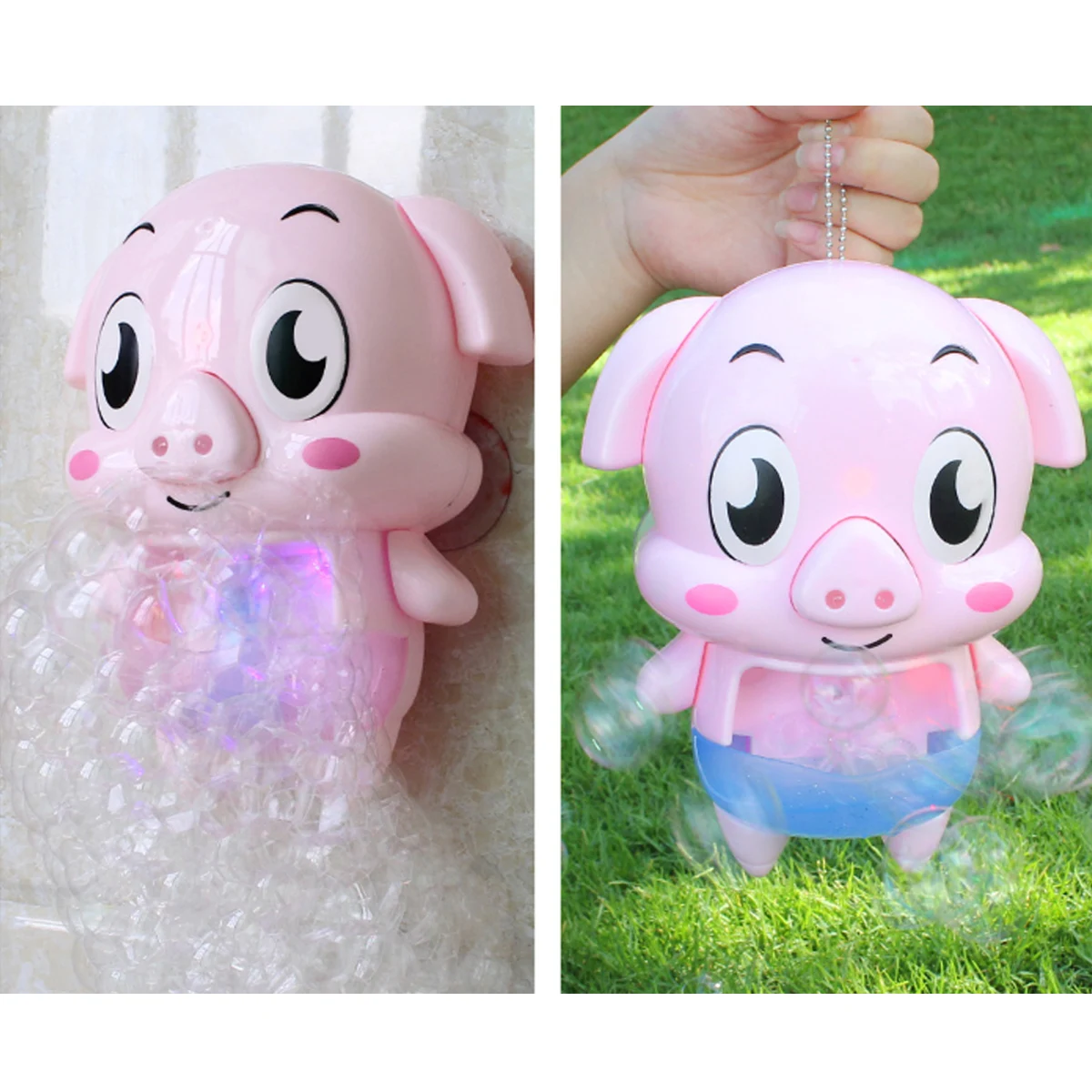 

Pink & Blue Mini Pig Bubble Maker Baby Bath Toy Music Bubble Blower Kids Bathroom Toy with Light Music Education Toy 2019