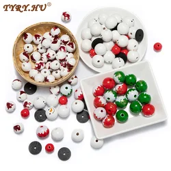 TYRY.HU 20Pcs Beech Wooden Beads Baby Wooden Teether Christmas Making Necklace Bracelet Pacifier Chain DIY Accessories