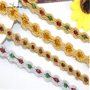 

60Yards 1.4cm Glitter Gold Silver Lace Ribbon Trims Sewing DIY Handmade Fabric Party Decoration
