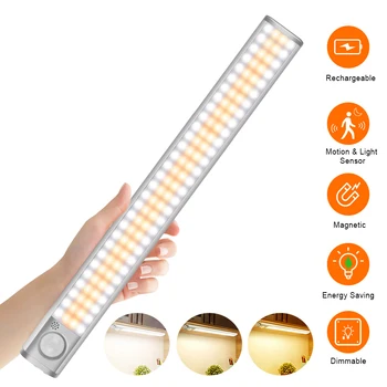 

Dimmable Cabinet Light 80 120 160 LED Light PIR Motion Sensor Lamp 3 Colors Cupboard Wardrobe Night Lights For Kitchen Bedroom