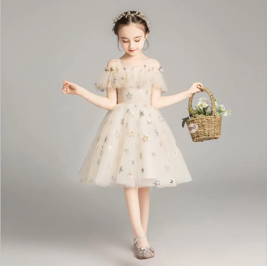 style 8 Фатиновые торжественные платья принцессы с блестками для девочек; платья с открытыми плечами для выпускного вечера; пышные платья; Платья с цветочным узором для девочек; детское свадебное платье для девочек - Цвет: style 8