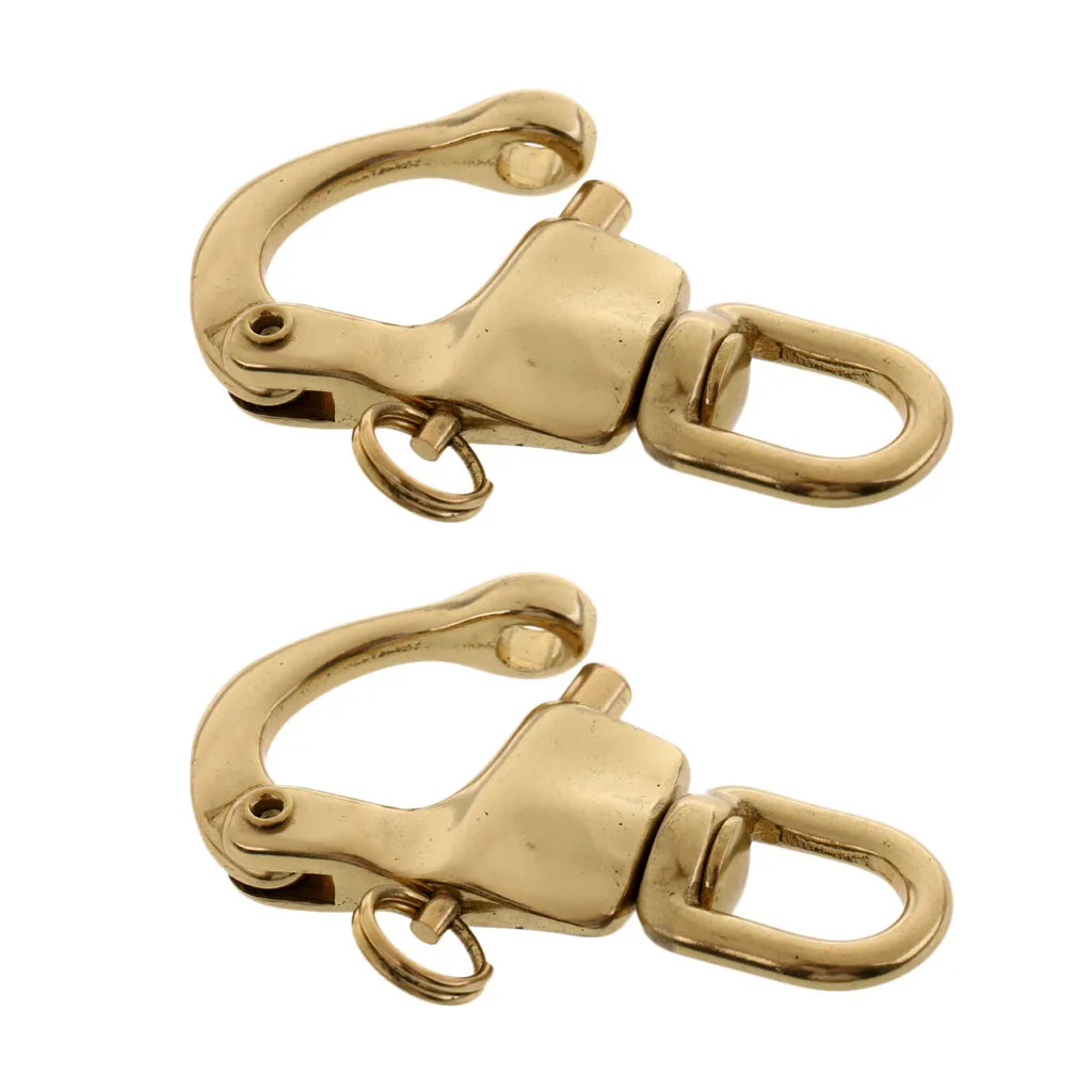 2 Pieces 72mm Swivel Eye Snap Shackle Quick Release Bail Rigging Sailing Boat Marine Brass Clip