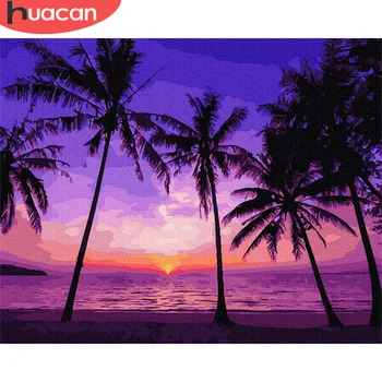 

HUACAN DIY Paint By Numbers Tree Drawing On Canvas Gift Coloring By Number Landscape Kits Hand Painted Paintings Art Home Decor