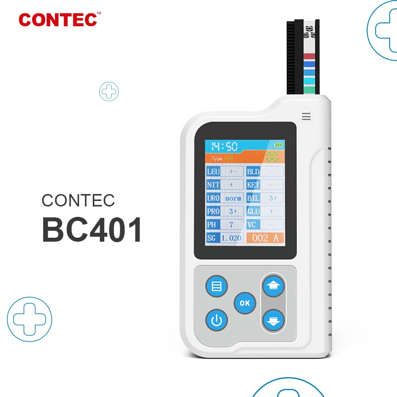 

CONTEC BC401BT LCD Portable Urine Analyzer GLU,BIL,SG,KET,BLD,PRO,URO,NIT,LEU,VC,PH,USB 11-Parameter 800pcs Test Strip