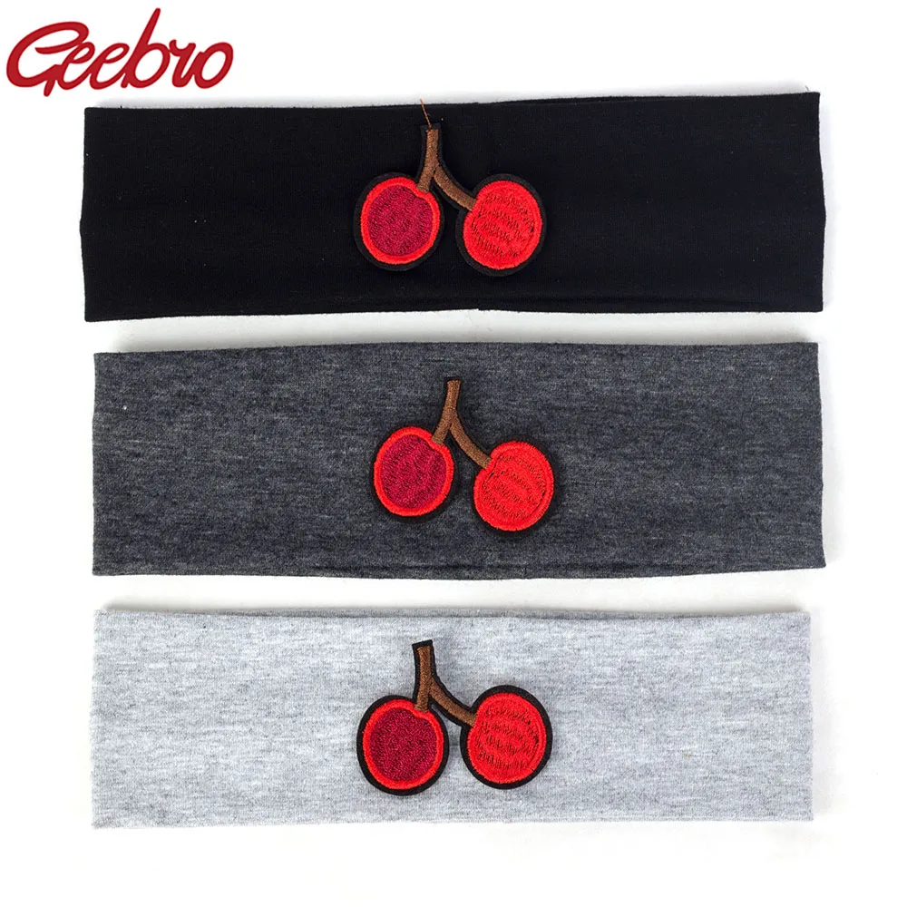 

Geebro Newborn Baby Boy Girls Cherry Flat Headbands Soft Child Kids Cotton Stretch Headwear Head Wrap New born Kids Gift