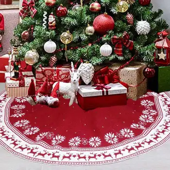 

Christmas Tree Skirt Knitted Apron Tree Skirt Apron Snowflake Deer Christmas Gifts Creative Tree Adornment for Home Party