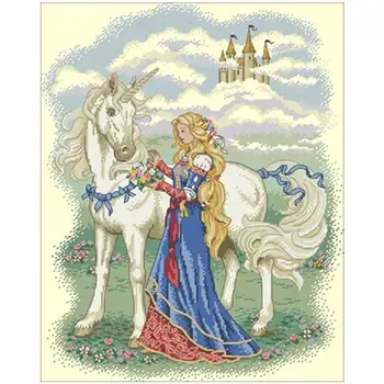 

White Horse and Princess patterns Counted Cross Stitch 11CT 14CT 18CT DIY Chinese Cross Stitch Kits Embroidery Needlework Sets