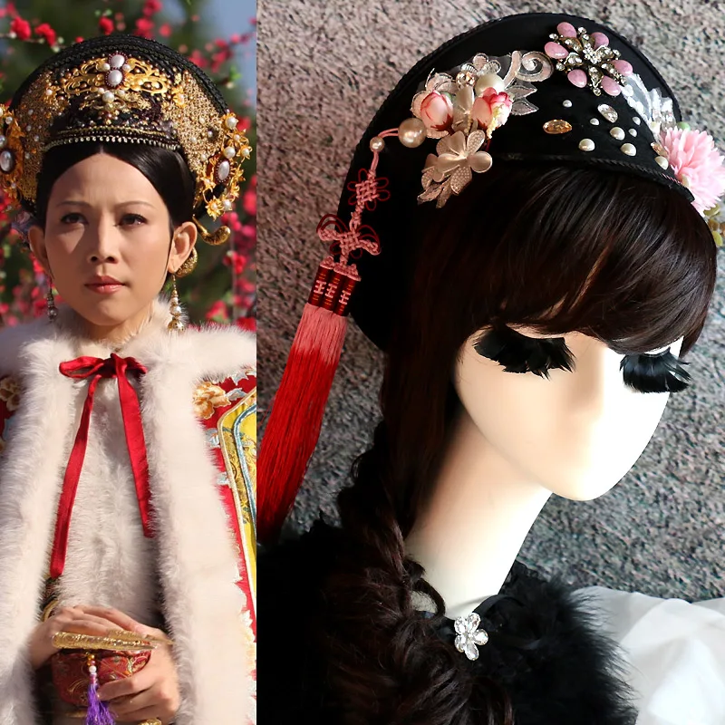Женский косплей цветок из сплава, со стразами головные уборы с жемчугом шляпа китайский национальный древний костюм свадебный головной убор аксессуары для волос