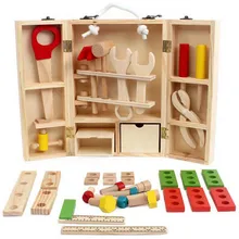 Multifunctional Wooden Tools Pretend Play Toys Building Maintenance Nut Combination Educational Toy Model For Children