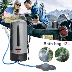 Camping Shower Bag 12L/3.17 Gallon Waterproof Water Bag Portable Outdoor Pressure Sports Bath Bag Floating Hiking Beach Supplies