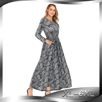 

Vestido De Festa Dress Real Maxi Plus Size Europe And The Big Yards Women's Round Neck Long Sleeve Cultivate Morality