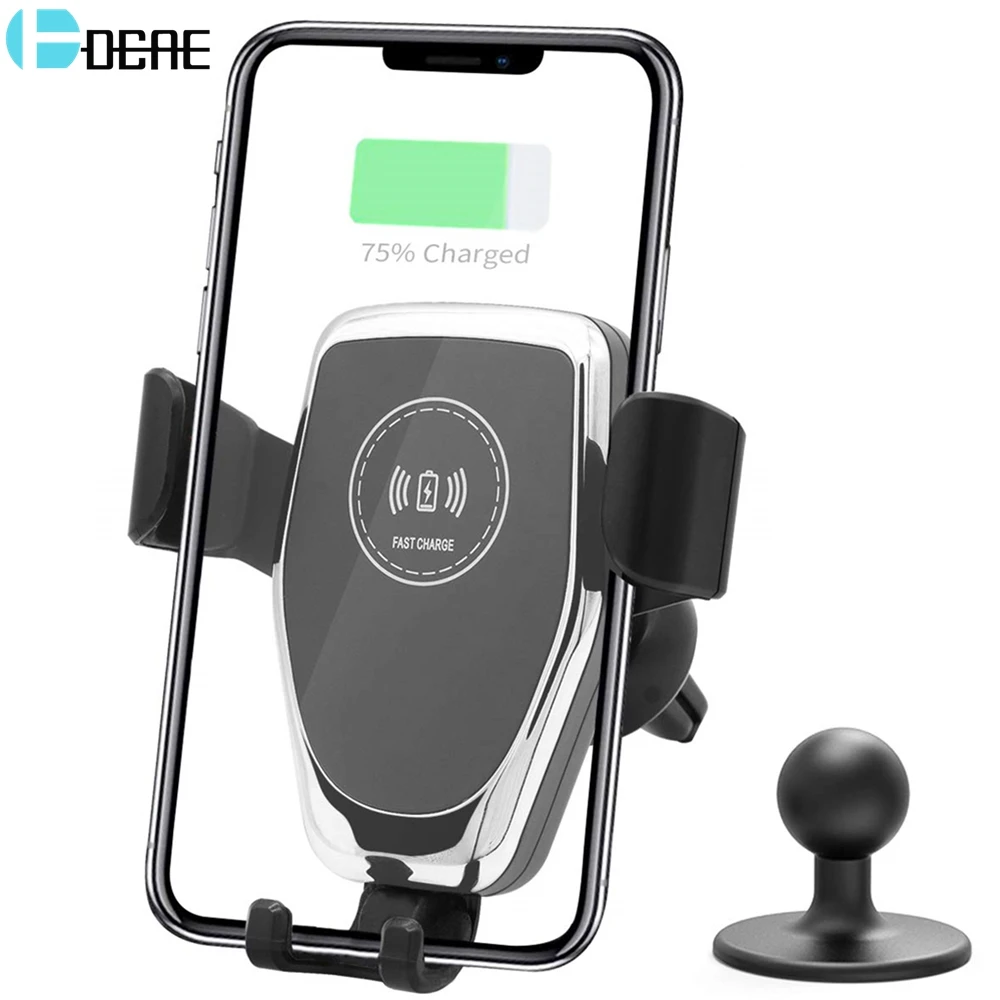 Qi Беспроводное Автомобильное зарядное устройство крепление вентиляционное отверстие Быстрая зарядка автоматический зажим автомобильный держатель телефона 10 Вт для iPhone XS XR X 8 Samusng S10 S9