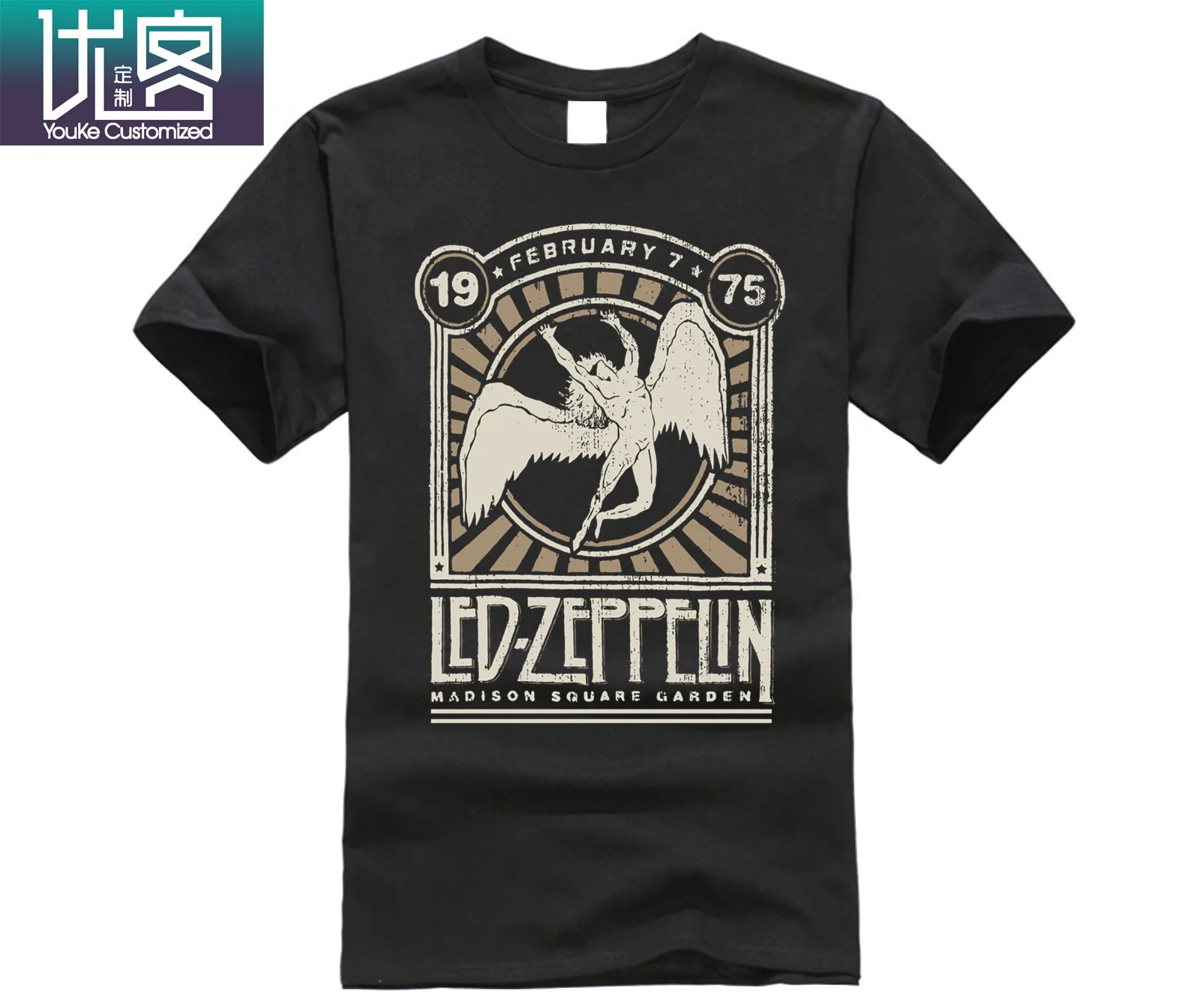 

2019 Led Zeppelin Herren T Shirt Madison Square Garden 1975 Schwarz New Tops Print Letters Men T Shirt Black Cotton T Shirt