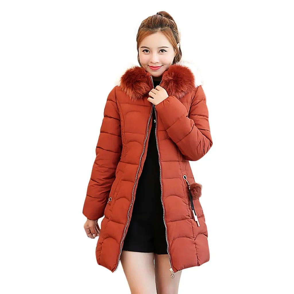 Женская зимняя куртка, casaco feminino, теплая, с капюшоном, толстая, теплая, свободная куртка, длинное пальто, манто, femme hiver, для женщин - Цвет: Coffee