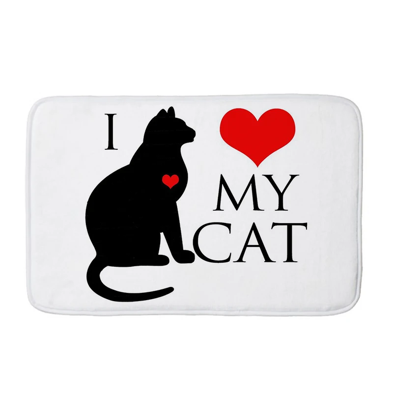 Black Cat Pet Digital Printing Bedroom Room Bathroom Doormat kitchen Carpets Non-slip Colorful Flower Floor Mat mat228
