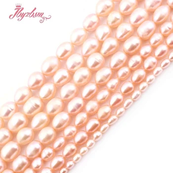 

5-6,8-9,9-10mm Freshwater Pearl Pink Oval Shape Loose Beads Natural Stone Beads For DIY Necklace Bracelet Jewelry Making 15"