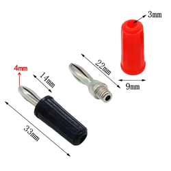 10/20/50 pcs/lot 4mm Short Banana Connectors Red Black Plastic Plug Housing Stereo Plug Dual Audio Channel Headphone Connector