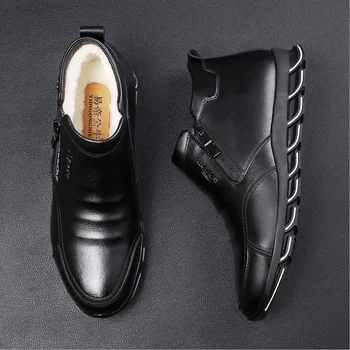

DM11 men shoes 2019 new Genuine Leather 100% wool Keep warm boots men fashion Chelsea winter botas zapatos de hombre