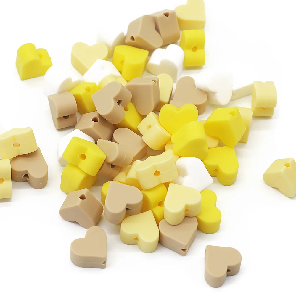 귀여운 아이디어 심장 모양의 실리콘 구슬  젖니가 남 씹을 수 있는 치아 젖꼭지 체인 완구 액세서리,  간호사 선물, 10 개