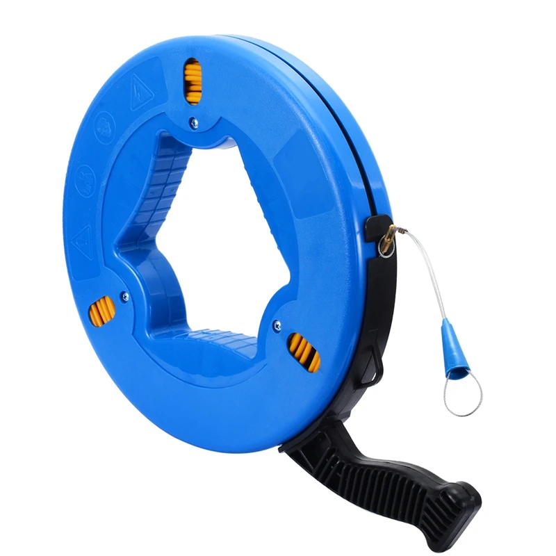 Portable 45 Meter Fiberglass Fish Tape Fishing Tool Reel Puller Conduit Duct Rodder Pulling Wire Cable