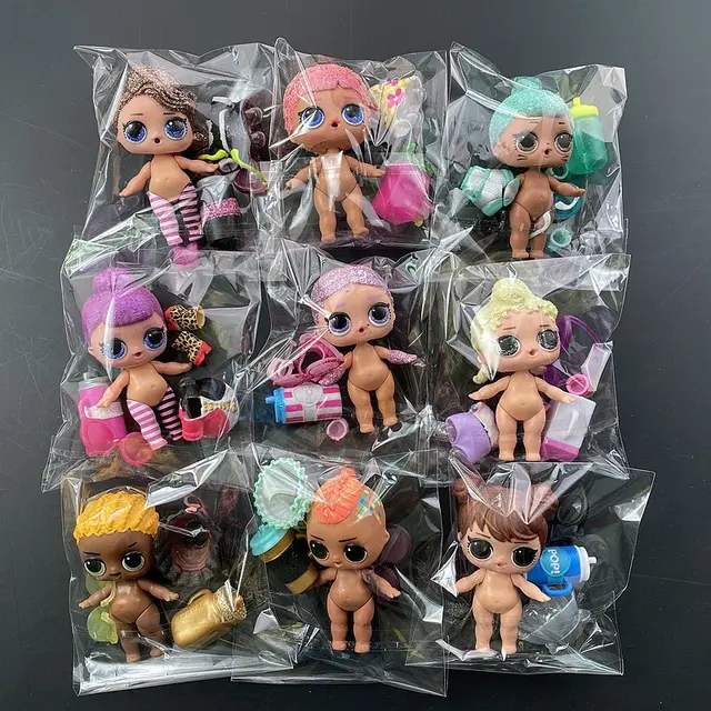 5PC=1LOLDoll +1 Clothes +1 Shoes +1 Bottle+1glasses LOLdoll Big 8cm Girl Sister Doll Set LOL Playing Dolls Kids DIY Toy Gift 1