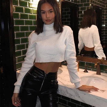 

Solid Knit Cotton Turtleneck Long Sleeve Mini Shirt Women Slim Sexy Shirt 2020 Autumn New Simple Fashion Tops Warm Winter Basic