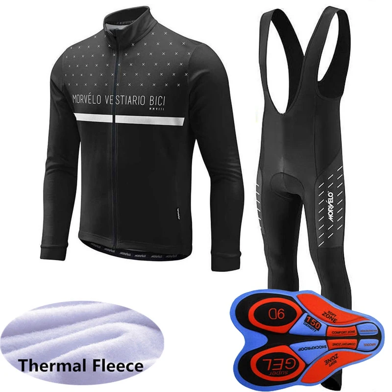 Morvelo с длинным рукавом Roupa De Ciclismo Invierno Hombre Термальность флис для групповой езды на велосипеде трикотажный комплект Зимний MTB велосипеда Костюмы S56