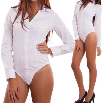 

Women long Sleeve Casual Plain Bodysuit Elegant Ladies Romper Stretch Leotard Body Tops V Neck OL Clothes Dames Shirt Plus size