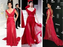 

lace bow red long 2020 new fashion sexy vestido de renda Celebrity women summer party evening elegant mother of the bride dress