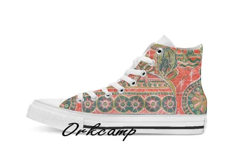 

Xmas Baubles 9 Gelli Plate Print and Ink Custom Casual High Top lace-up Canvas shoes sneakers Drop shipping