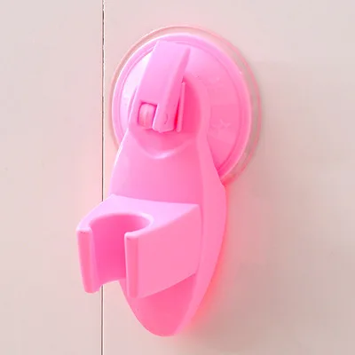 Милые яркие цвета Полезная супер всасывающая душевая головка распылитель Подставка Кронштейн держатель кран настенное крепление Регулируемая присоска для ванной комнаты - Цвет: Розовый