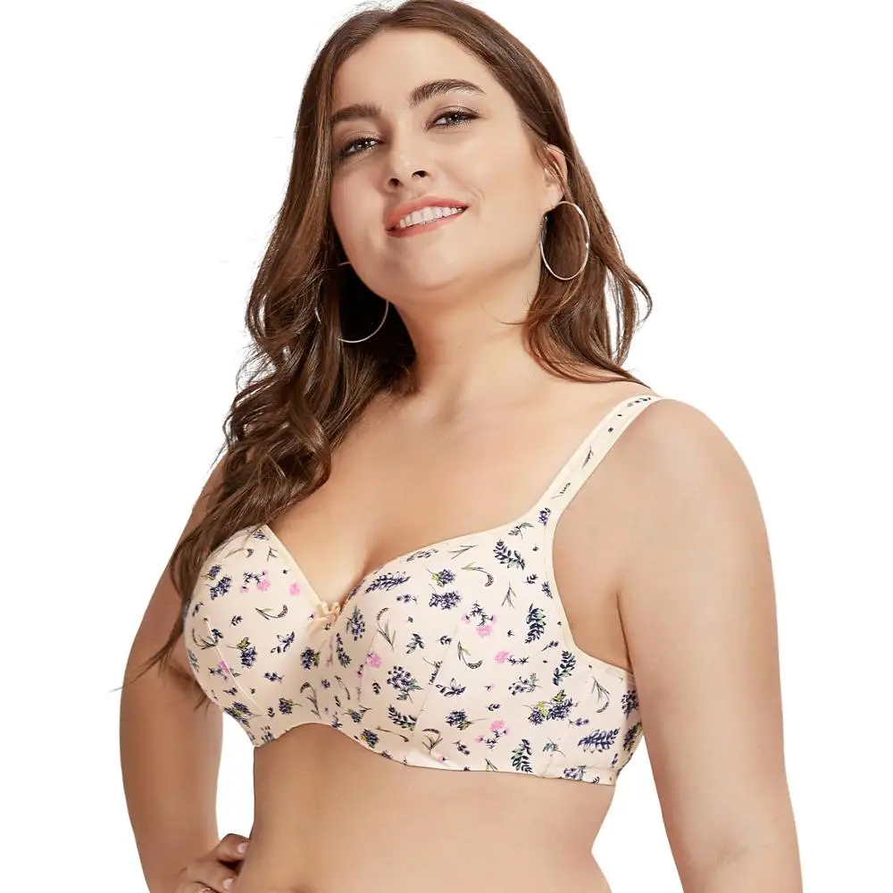 Для женщин балконет Full Figure Underwire слегка выстроились с цветочным принтом гладкой