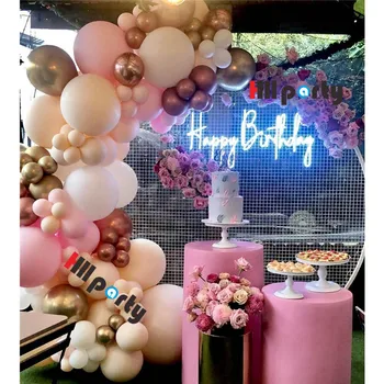 

124Pcs Peach Baby Pink Pastel Macaron Balloon Garland Arch Wedding Baby Shower Girl Party Backdrop Wall Birthday Balloons Decor