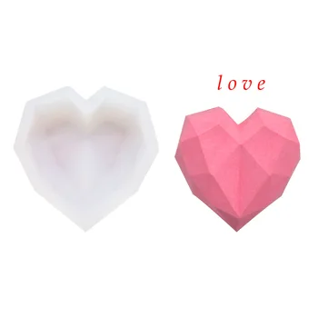 

DIY Baking Utensils New Geometric Love Shape Fondant Chocolate Cake Mold Aromatherapy Plaster Silicone Mold