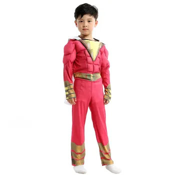 

Boys Muscle Shazam Costume Kids Cosplay Children's Superhero Party Cosplay Uniform Child costume