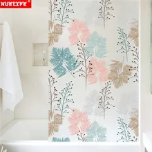 Цветной узор в виде листьев, Электростатическая матовая целлофановая пленка, непрозрачная пленка для гостиной, раздвижные двери, окна, декоративные ПВХ наклейки