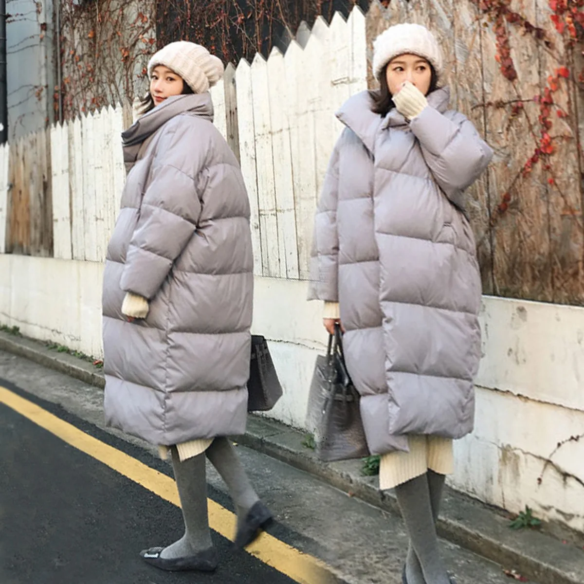 INS/супер огненная карамельная хлопковая стеганая одежда, женский зимний Корейский стиль, свободный толстый пуховик выше колена средней длины